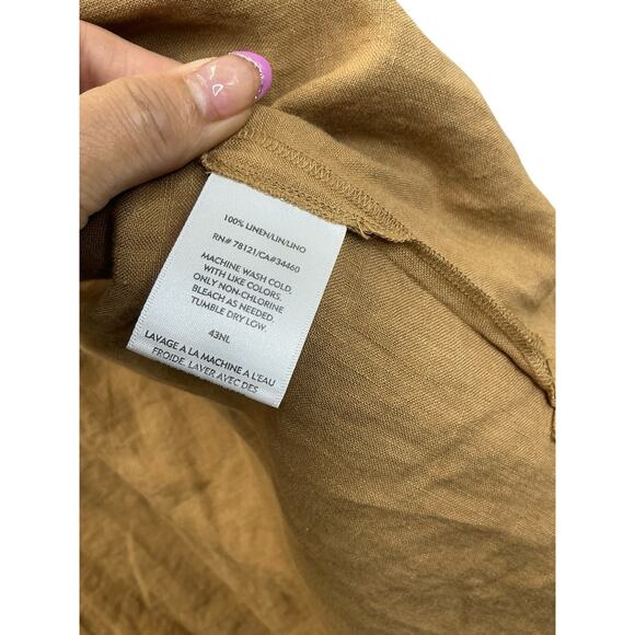 Eileen Fisher Sandalwood 100% Linen Long Hooded Jacket Size Large - Picture 11 of 14
